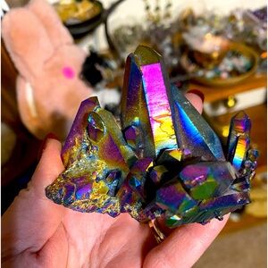 Beautiful Aura coated crystal quartz cluster